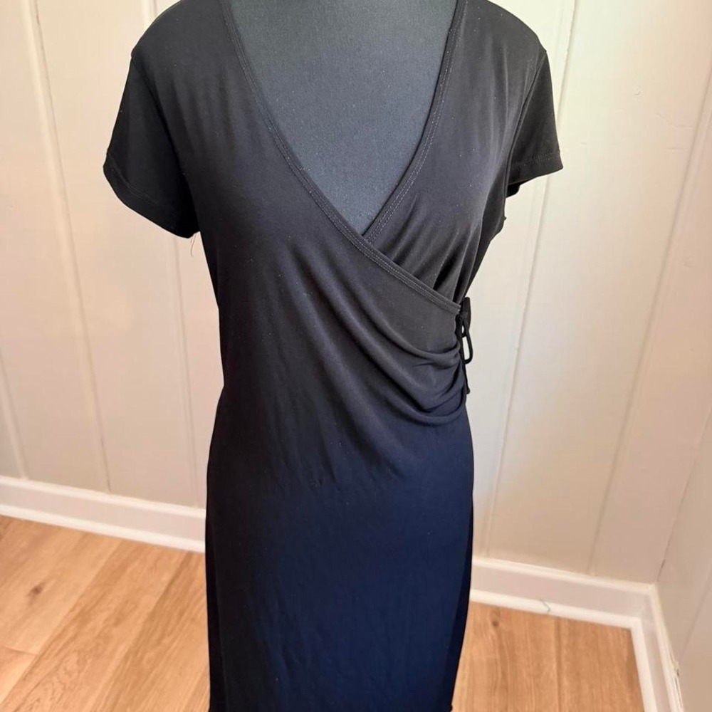 Vintage 90s Double Take Black Wrap Dress Minimalist Soft Grunge